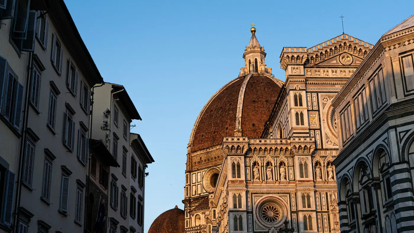 The dome of Florence Cathedral in warm evening light, Italy