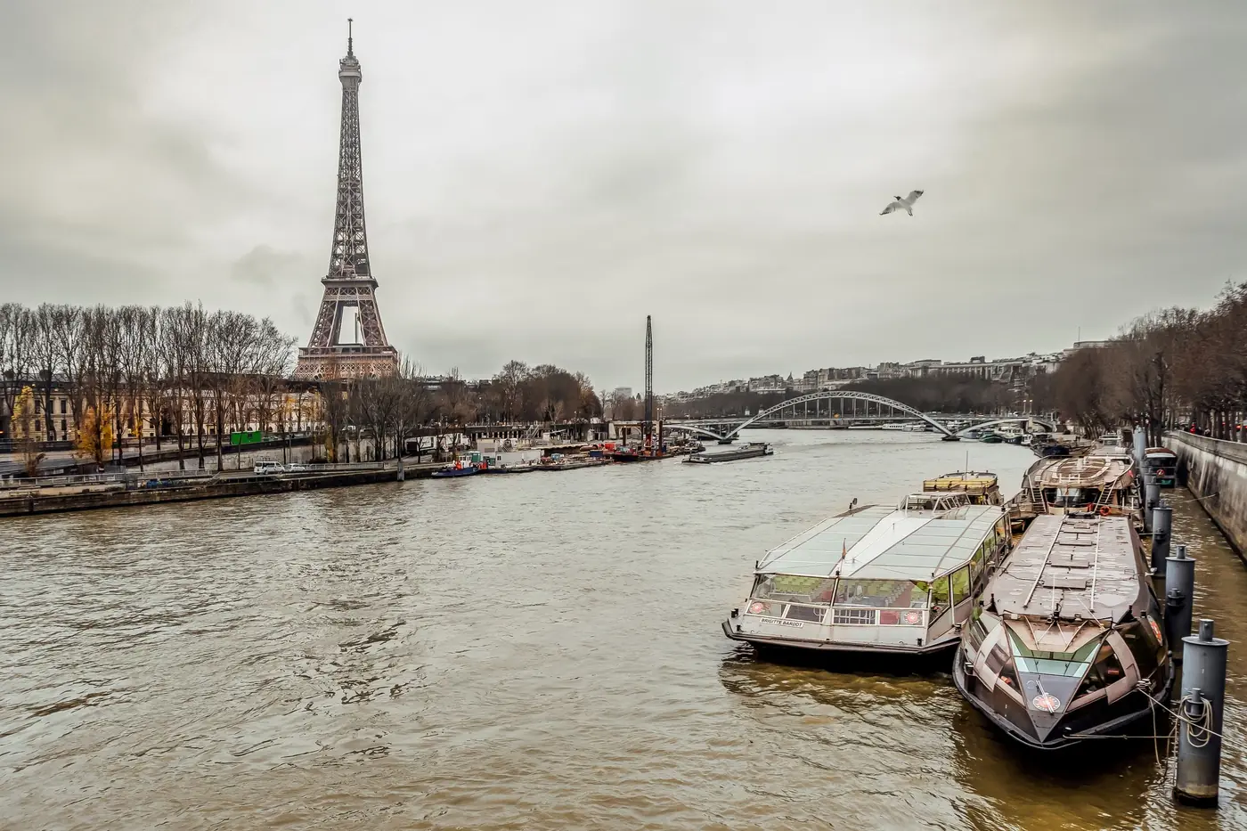 Eiffel Tower and the River Seine in Paris, France